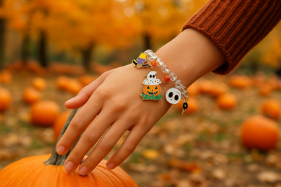 Halloween Charm Bracelet - Beaded Spooky Jewelry - Fashions Envy