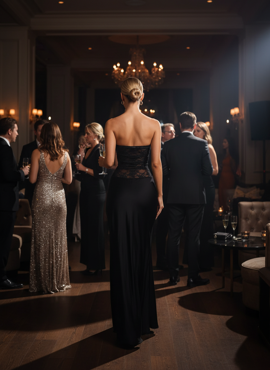 Lace Corset Maxi Dress - Sheer Elegant Evening Gown - Fashions Envy