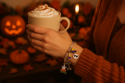 Halloween Charm Bracelet - Beaded Spooky Jewelry - Fashions Envy