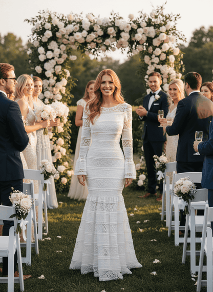 Lace Mermaid Maxi Dress - Elegant Long Sleeve Gown - Fashions Envy