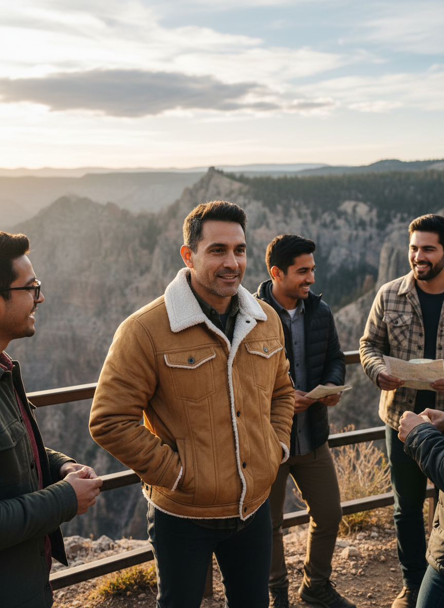 Khaki Shearling Jacket Lifestyle Image 2