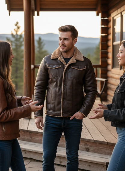 Khaki Shearling Jacket Lifestyle Image