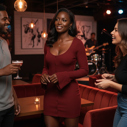 Lifestyle image for Women's Knitting Long Sleeve Temperament Dress