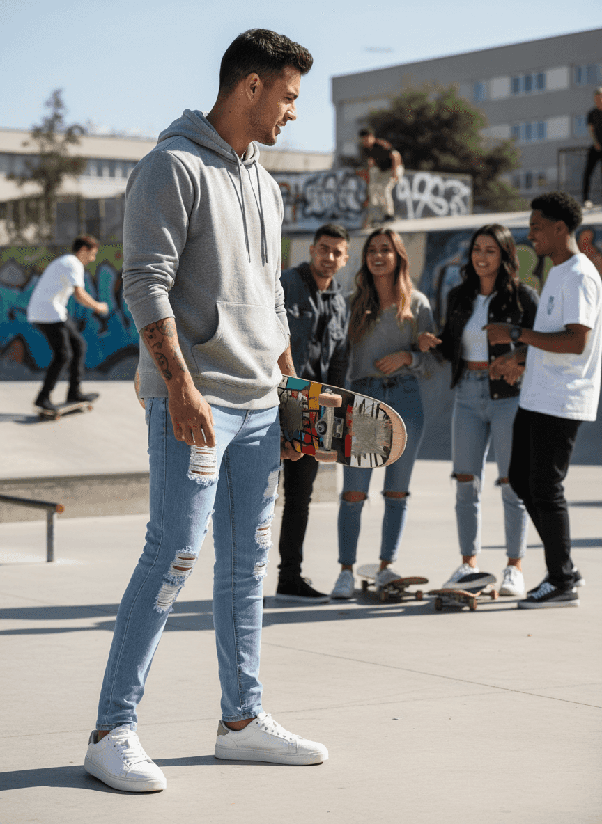 Men's Ripped Slim Fit Jeans - Distressed Stretch Denim - Fashions Envy