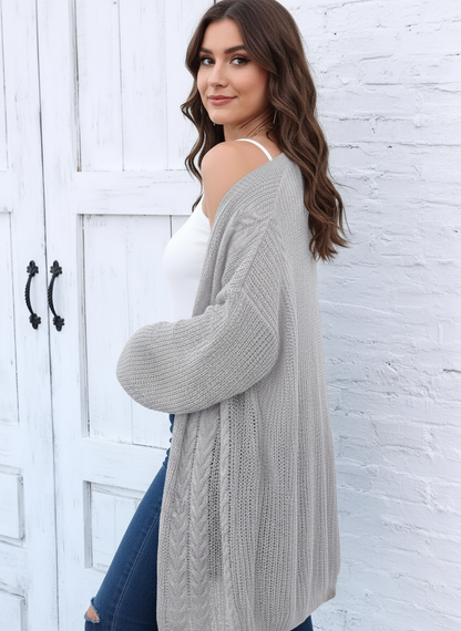 Light gray cable knit cardigan