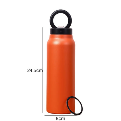 Fashions Envy orange insulated water bottle with loop lid and Magnetic Phone Holder ring