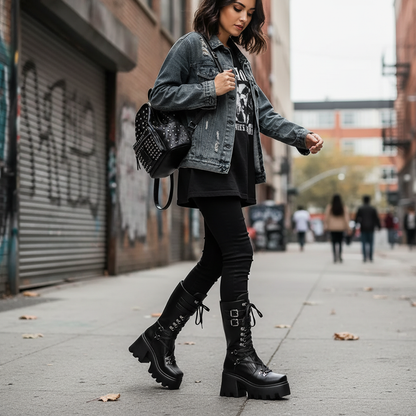 Matte Platform Boots Lifestyle