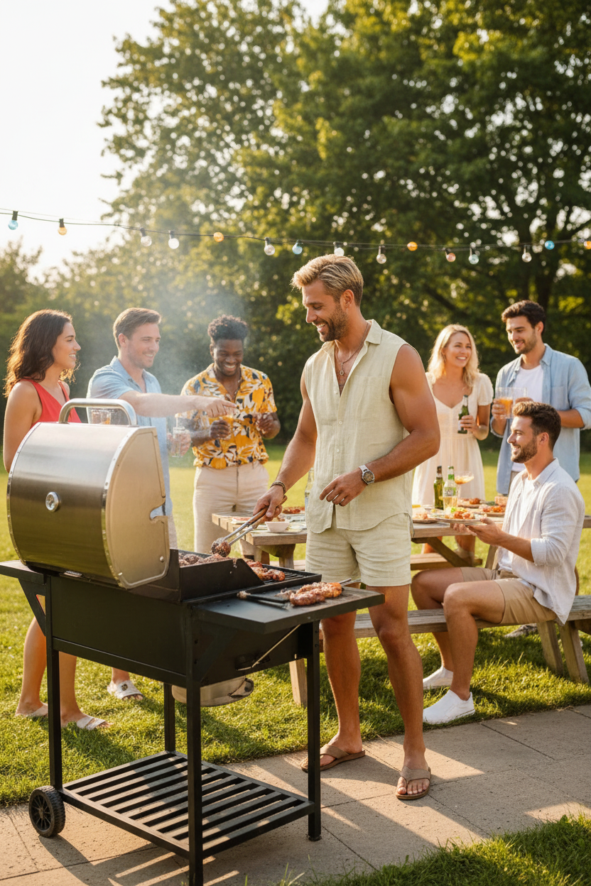Men's Casual Vest & Shorts Set - BBQ Scene