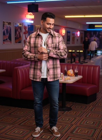 Plaid Button Up Shirt Men - Oversized Casual Fit - Fashions Envy