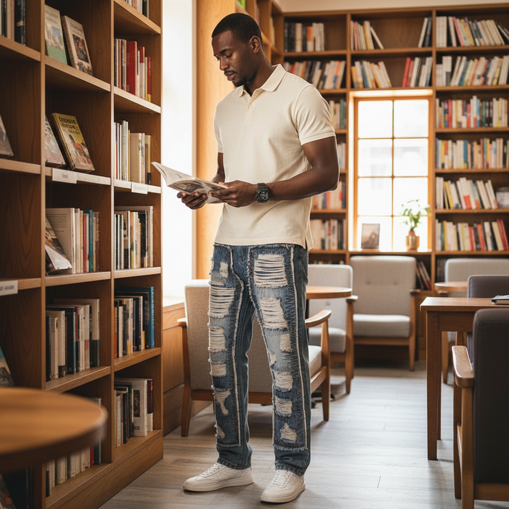 Straight Leg Jeans Men - Wrinkle-Resistant Loose Fit - Fashions Envy