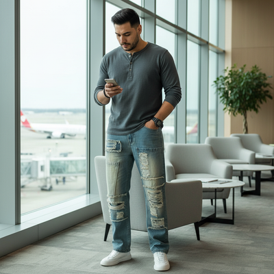 Straight Leg Jeans Men - Wrinkle-Resistant Loose Fit - Fashions Envy