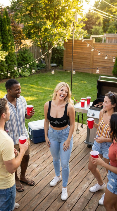 Graphic Crop Tank Top - Body-hugging Obsidian Cross
