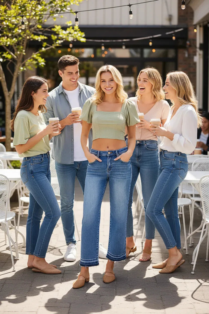 RISEN Boyfriend Jeans - Slouchy Cropped Plus Size Raw Hem - Fashions Envy