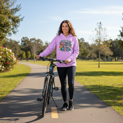 Neon Violet Hoodie - Bike Trail