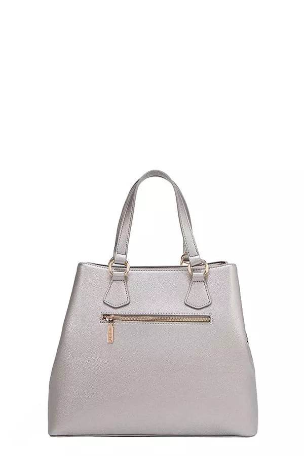 Nicole Lee USA Monogram Pattern Handbag with Rhinestones Decor - Designer Tote - Fashions Envy