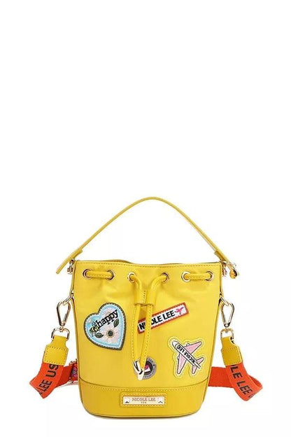 Nicole Lee USA Color Patch Bucket Bag - Designer Crossbody Bag - Fashions Envy