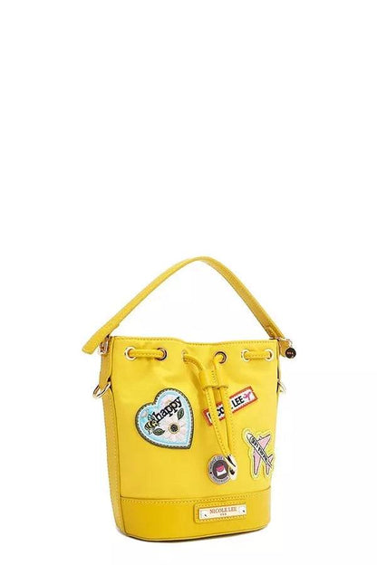 Nicole Lee USA Color Patch Bucket Bag - Designer Crossbody Bag - Fashions Envy