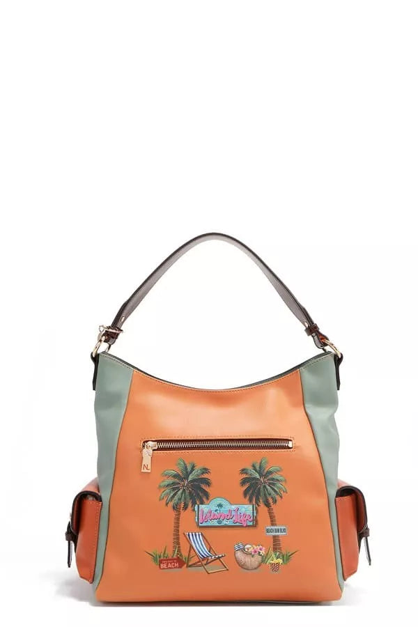 Trendsi Sand Hobo Handbag featuring colorful beach-themed embroidery and a stylish design