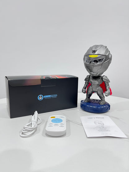 Trendsi mecha samurai night light figure on blue base with remote control USB cable and box