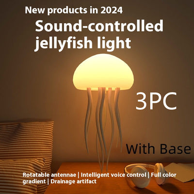 Trendsi sound controlled jellyfish mood lamp on bedside table with warm glow and tentacle base