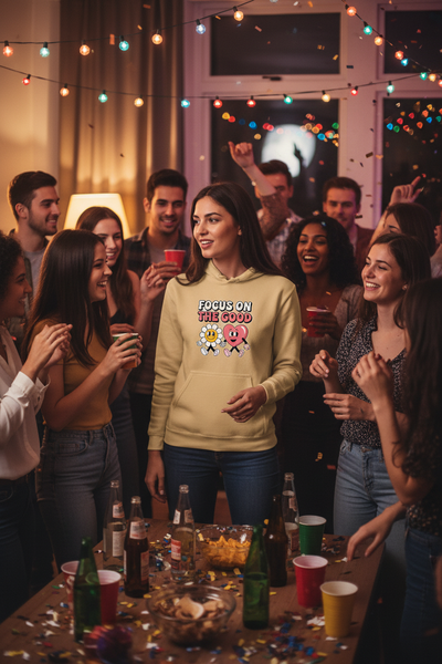 Old Gold Focus On Good Hoodie - House Party