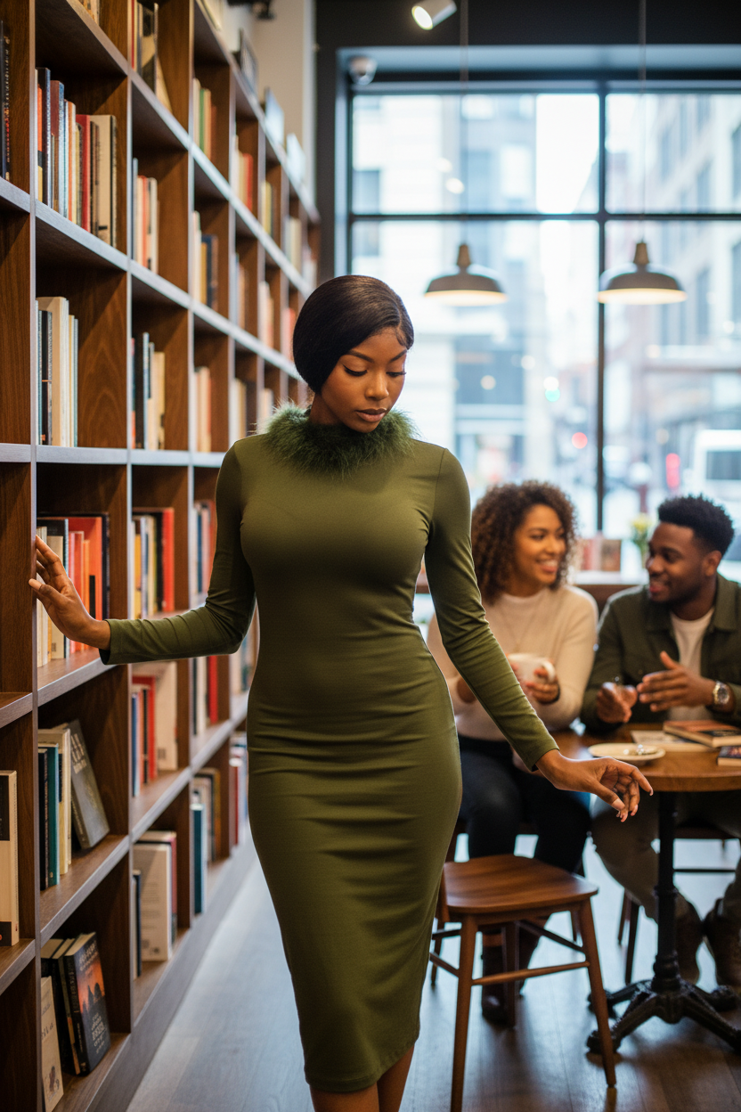 Olive hoodie dress lifestyle image