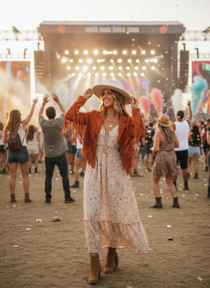 Orange Fringe Jacket Festival