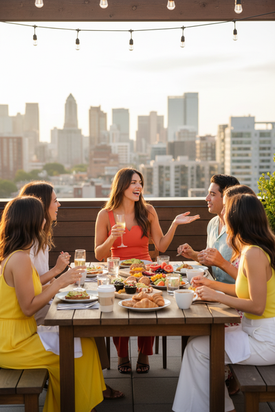 Orange Jumpsuit - Rooftop Brunch Lifestyle