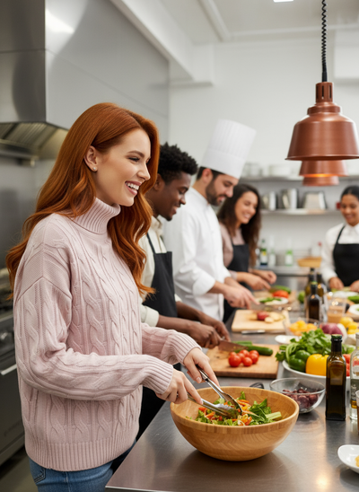 Pink Cable Knit Turtleneck Sweater Lifestyle 2
