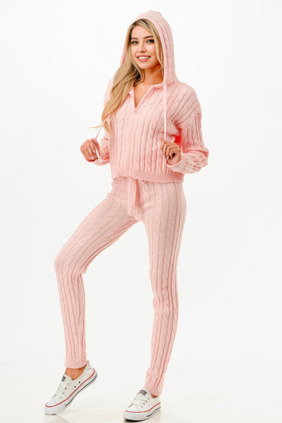 Stylish Pink Loungewear Set from GLANCE APPAREL featuring a cozy hoodie and matching pants
