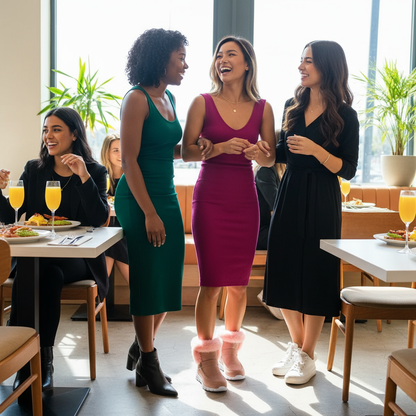 Pink round toe platform buckle boots brunch friends lifestyle