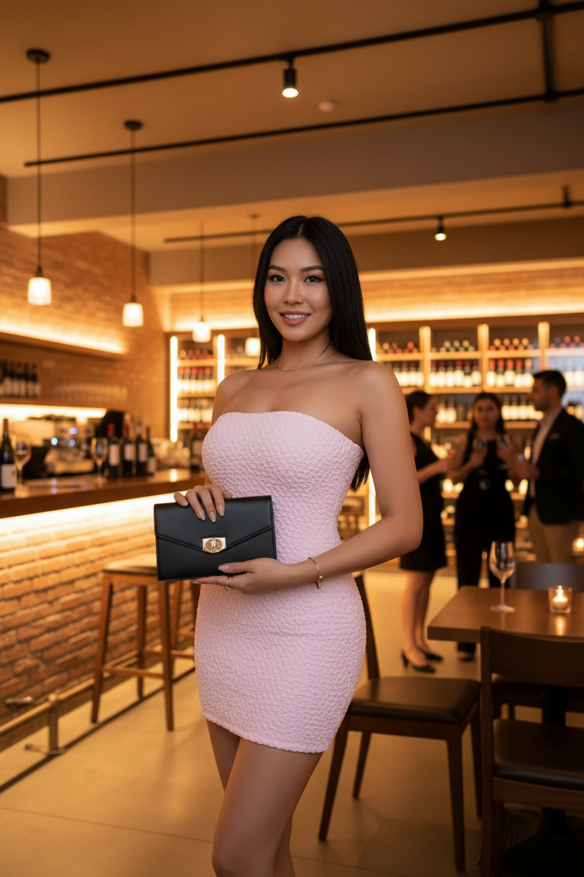 Pink Textured Tube Bodycon Mini Dress - Wine Bar