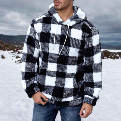 Buffalo Plaid Sherpa Hoodie - Cozy Fleece Pullover - Fashions Envy