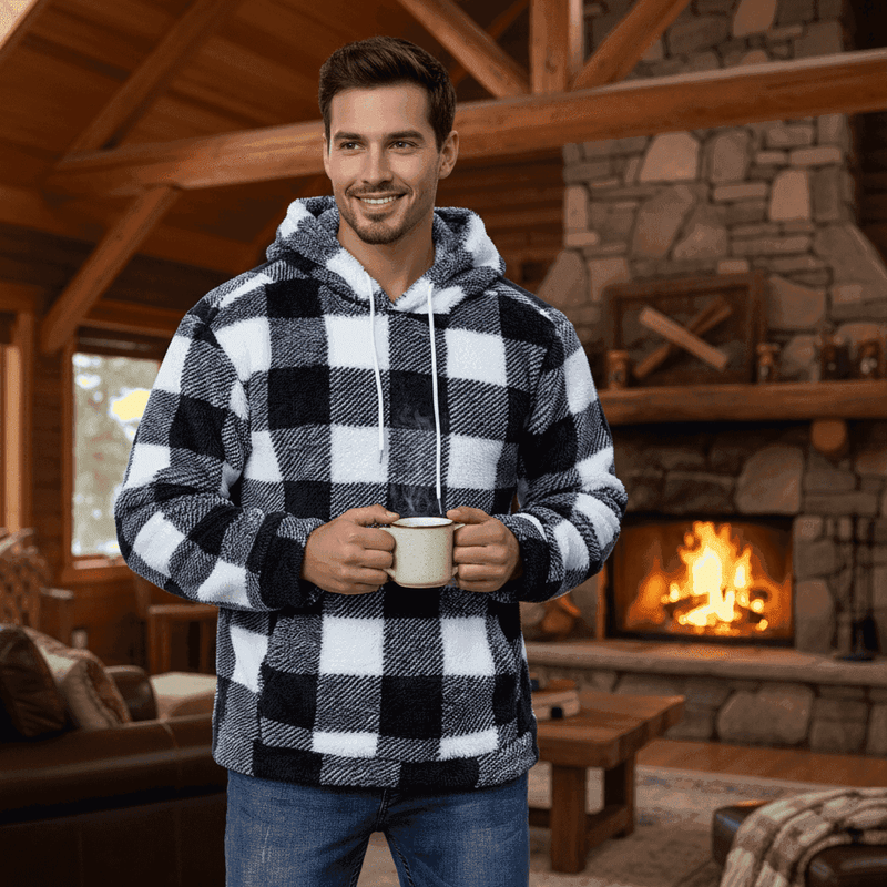 Buffalo Plaid Sherpa Hoodie - Cozy Fleece Pullover - Fashions Envy