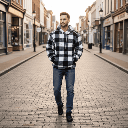 Buffalo Plaid Sherpa Hoodie - Cozy Fleece Pullover - Fashions Envy