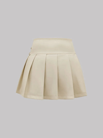 Trendsi Pleated Mini Skirt in Beige with Stylish Flared Design for a Chic Look
