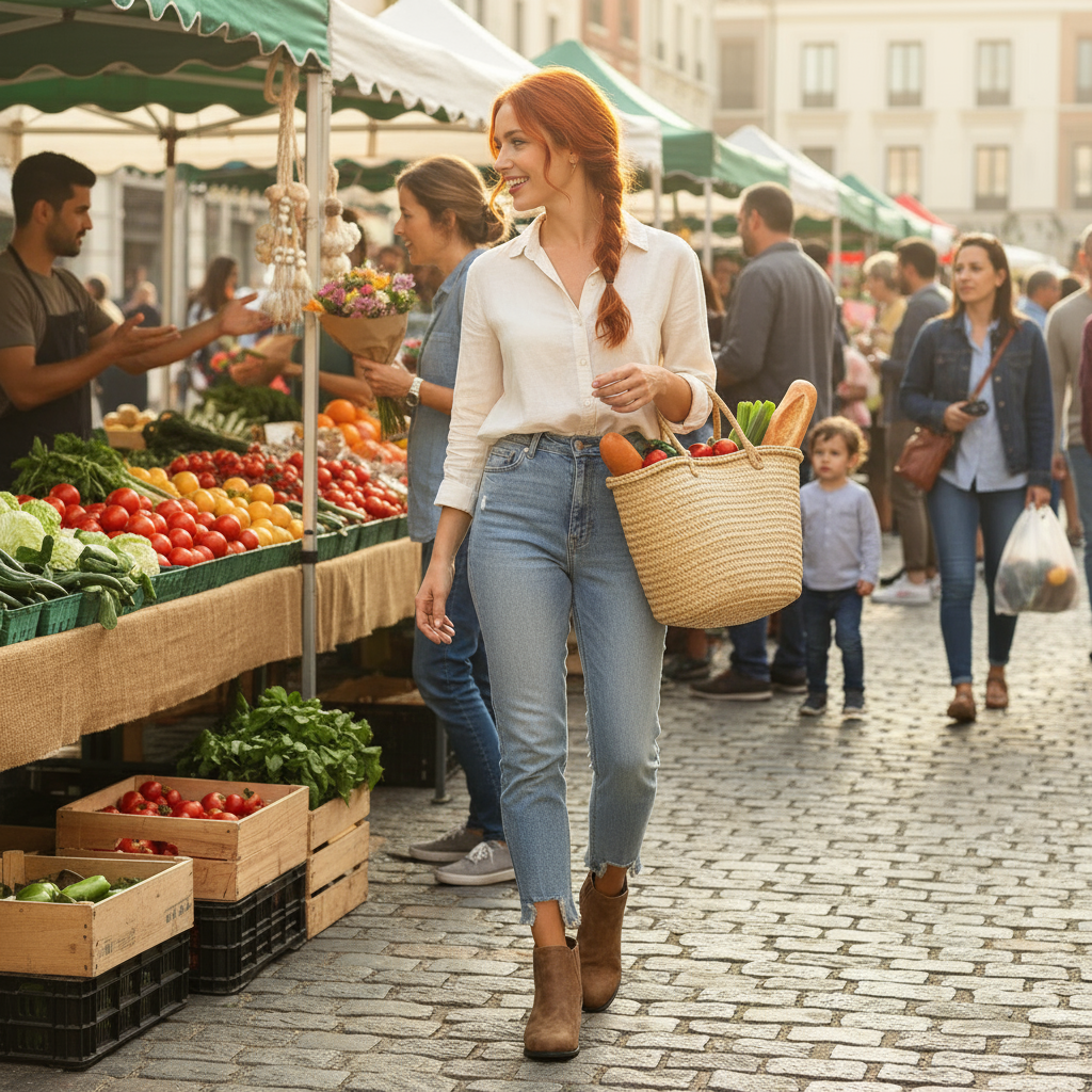 Point toe block heels boots brown farmers market lifestyle