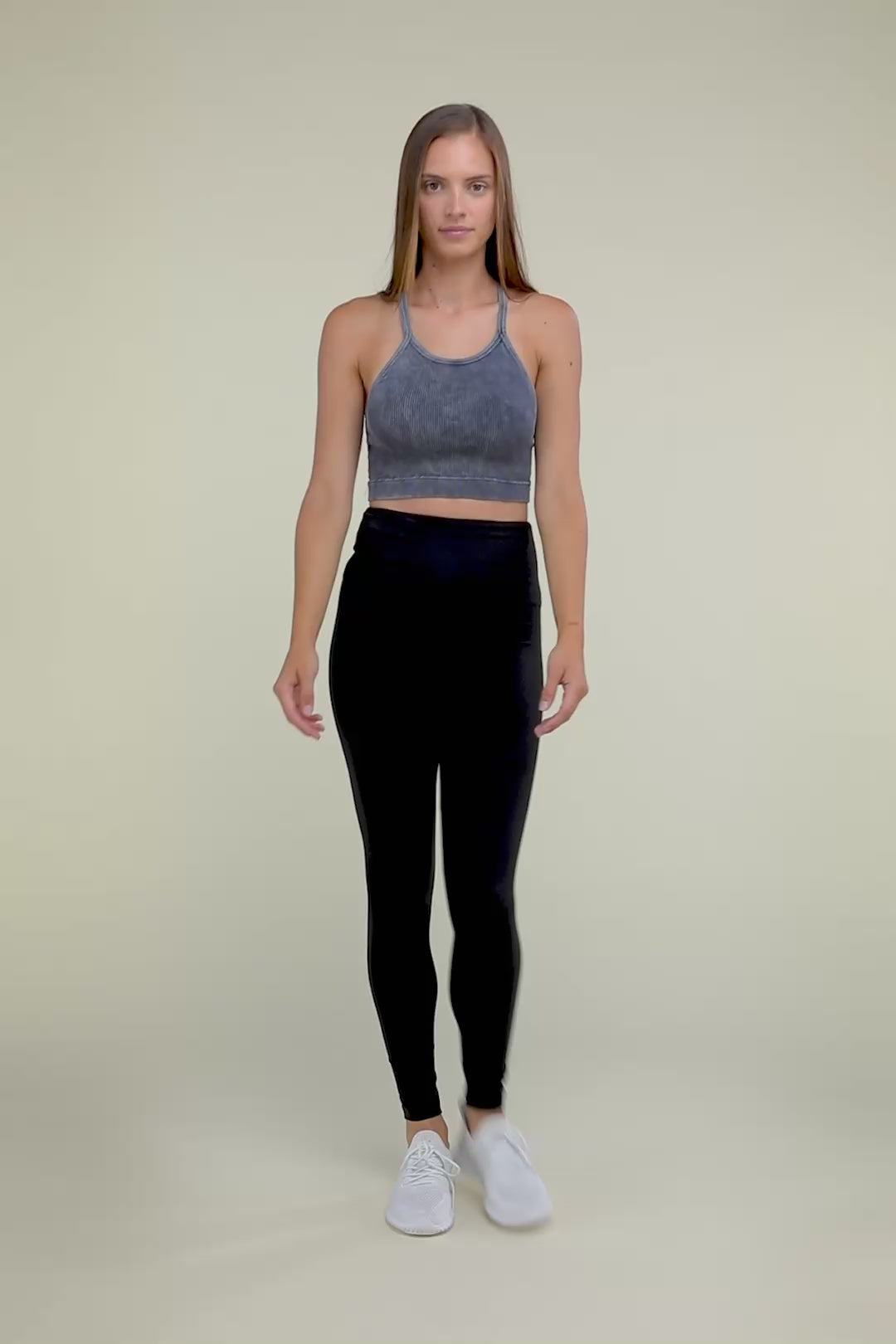 Washed Ribbed Seamless Cropped Cami Top