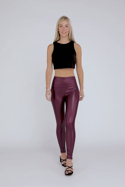 Chic Fitted High Rise Faux Leather Leggings