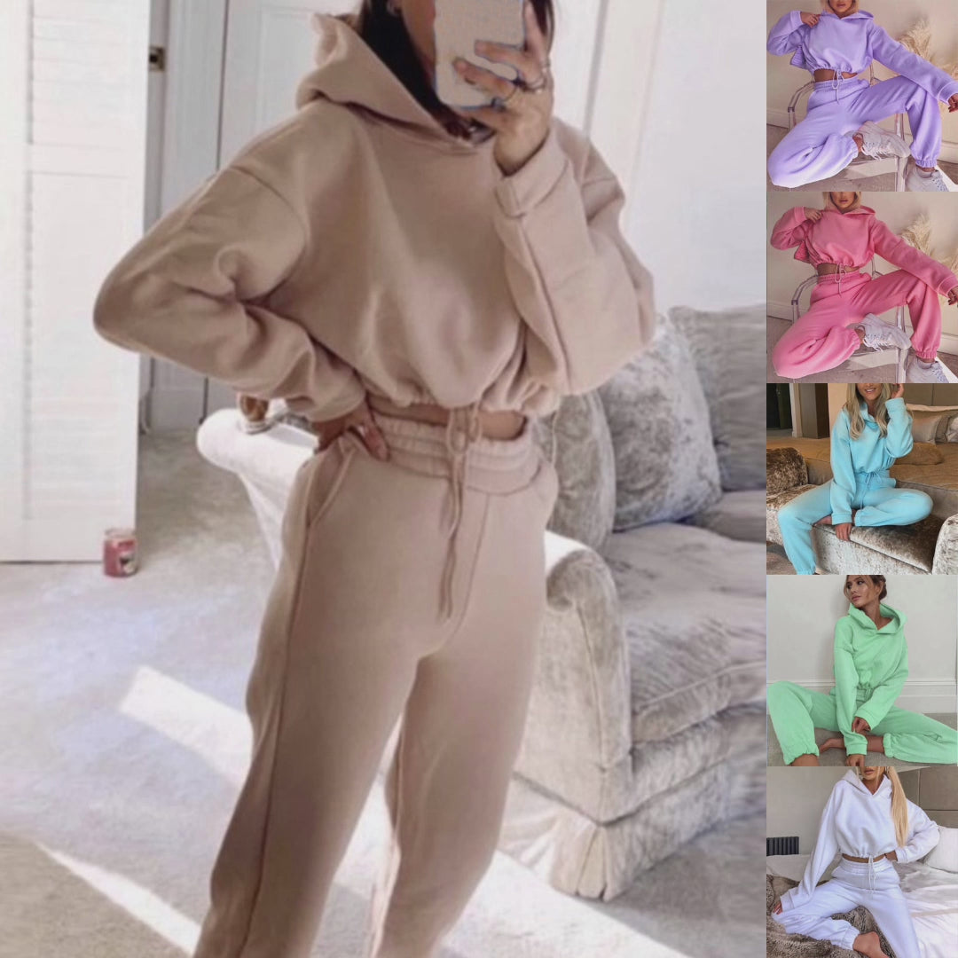 Load video: 2 Piece Sweatsuit - Women&#39;s Hoodie &amp; Joggers Tracksuit