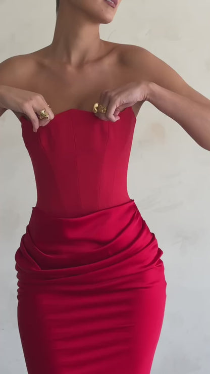 Slim-fit Bandeau Tube Top Long Sexy Backless Party Evening Dress