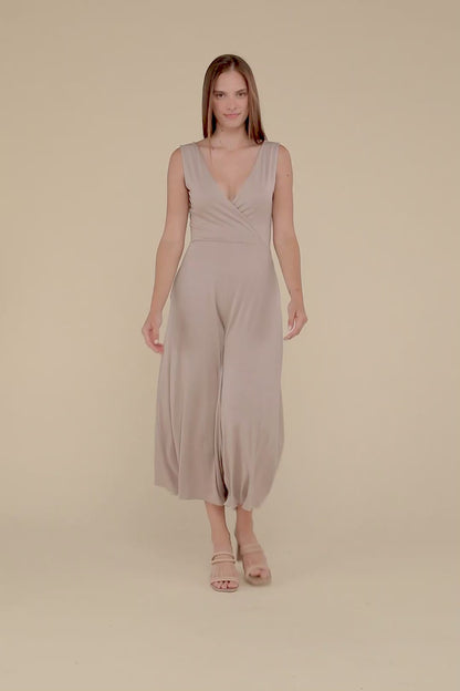 Surplice Neckline Sleeveless Relaxed Jumpsuit