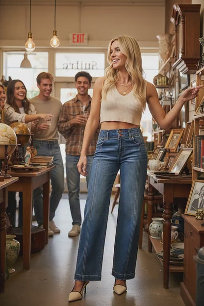 RISEN Wide Baggy Jeans - Mid Rise Relaxed Fit