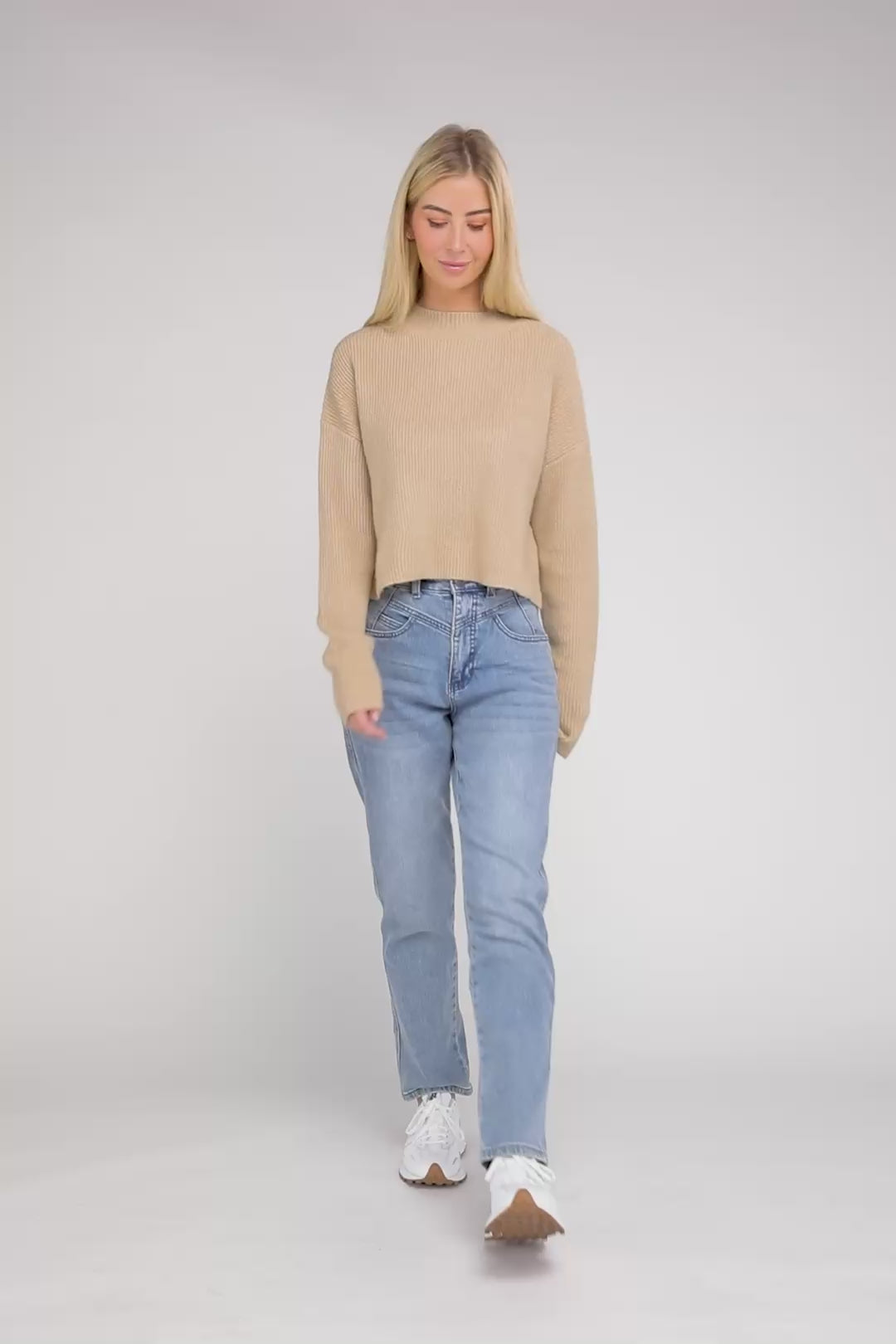 Mock Neck Long Sleeve Pullover Sweater