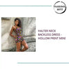 Halter Neck Backless Dress - Hollow Print Mini by@Outfy