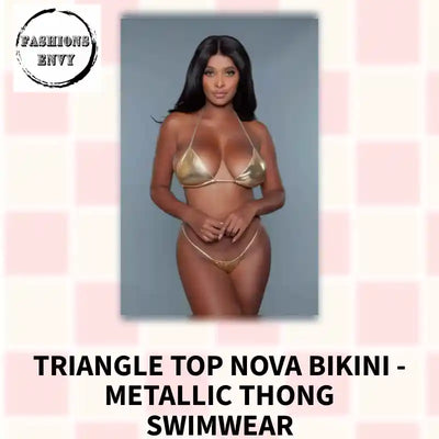 Triangle Top Nova Bikini - Metallic Thong Swimwear by@Outfy