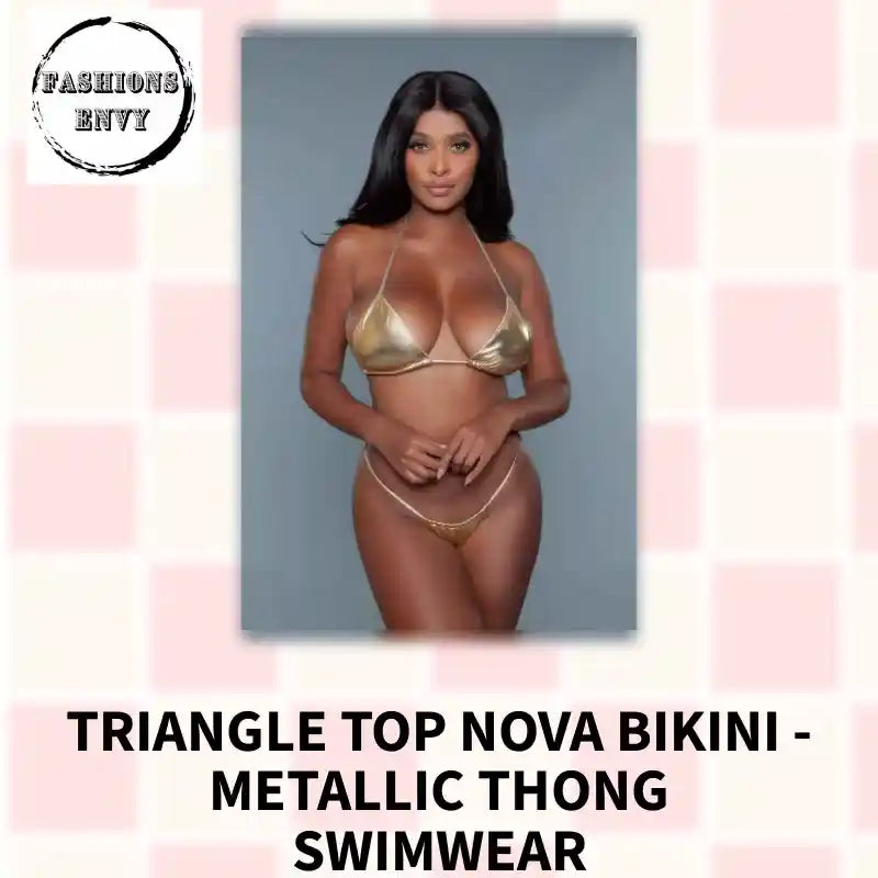 Triangle Top Nova Bikini - Metallic Thong Swimwear by@Outfy