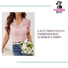 Lace Trim Eyelet Embroidered Summer T-Shirt by@Outfy