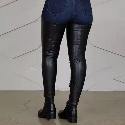 Trendsi PU Leather Boots featuring a sleek design and stylish finish for a trendy look