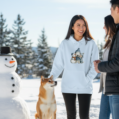 Puppy Snowman Hoodie with Dog 3